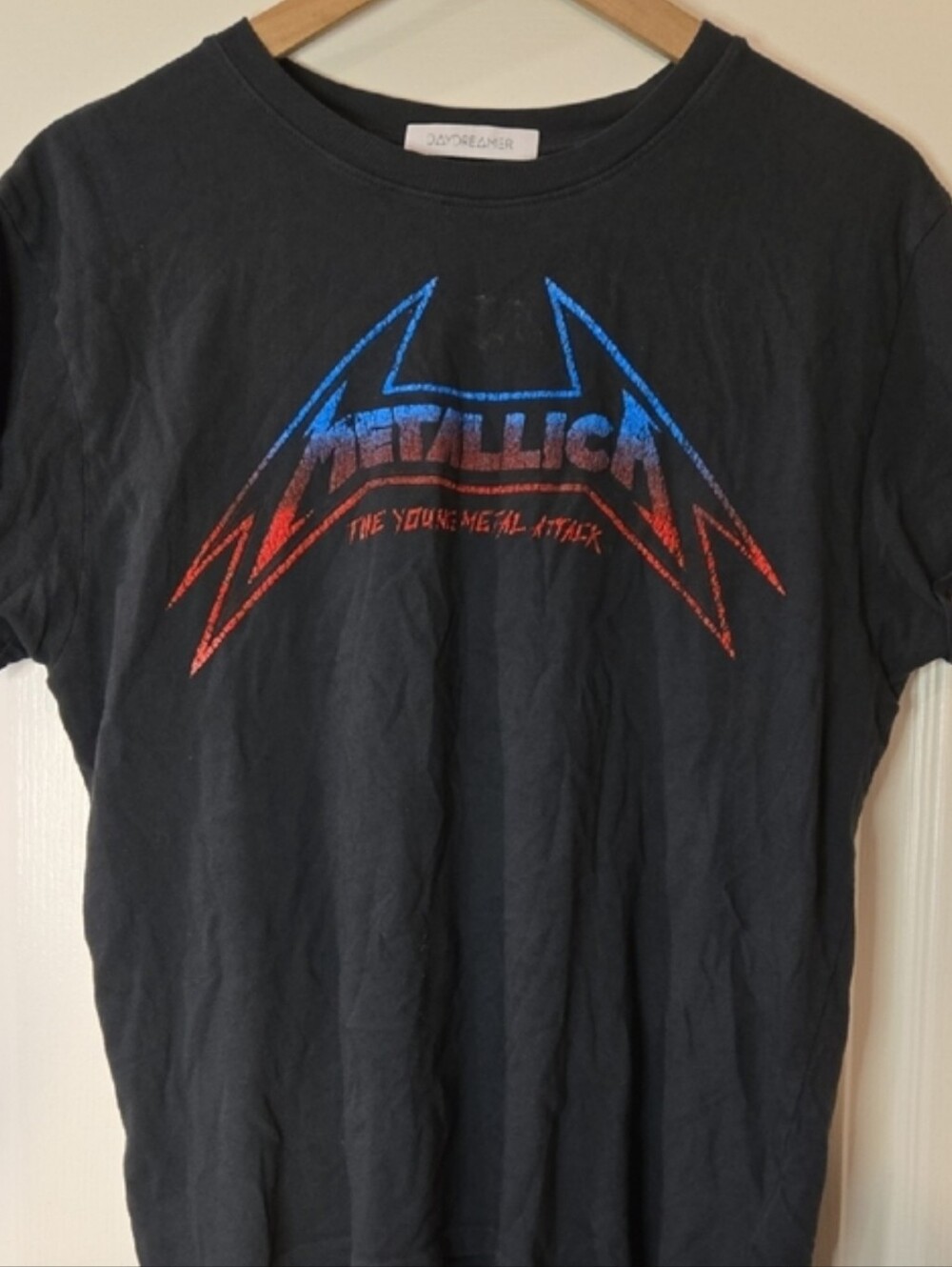 Daydreamer PRE-OWNED Black Metallica Graphic Tee with Blue and Red Logo